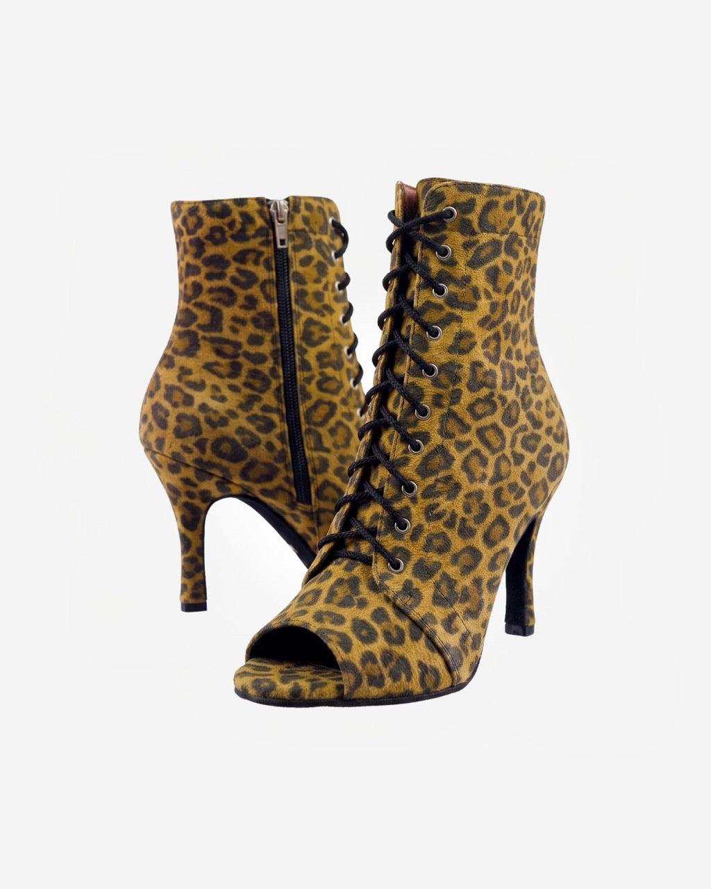 INDOMPTÉE – Talons aiguilles à bout ouvert pour Heels Dance & Salsa | Cuir Premium Imprimé Léopard | 9,5 cm