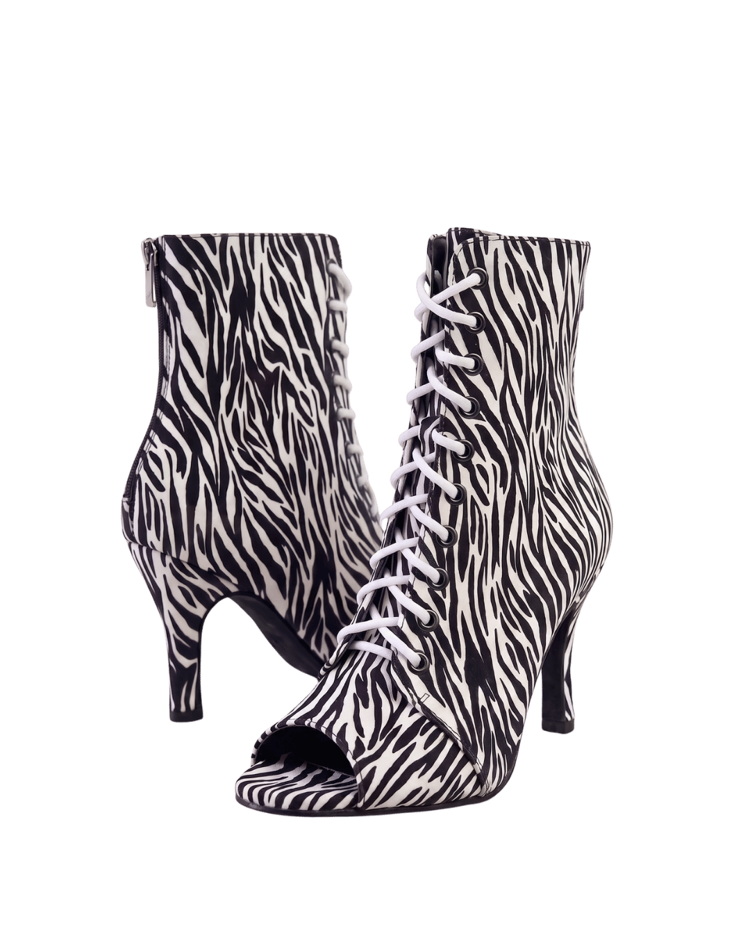 FÉROCE – Talons aiguilles à bout ouvert pour Heels Dance & Salsa | Cuir Premium Imprimé Zèbre | 9,5 cm