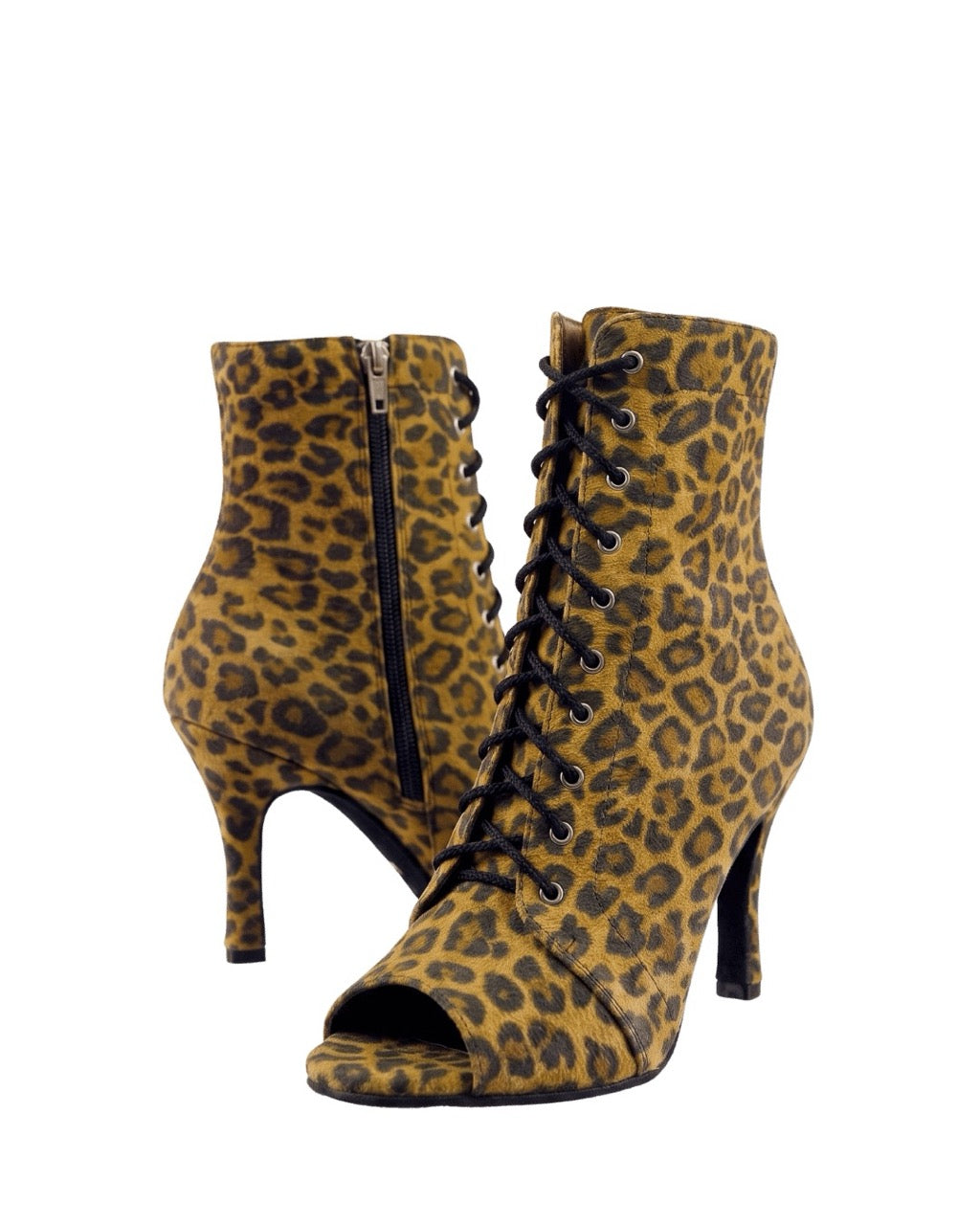 INDOMPTÉE – Talons aiguilles à bout ouvert pour Heels Dance & Salsa | Cuir Premium Imprimé Léopard | 9,5 cm