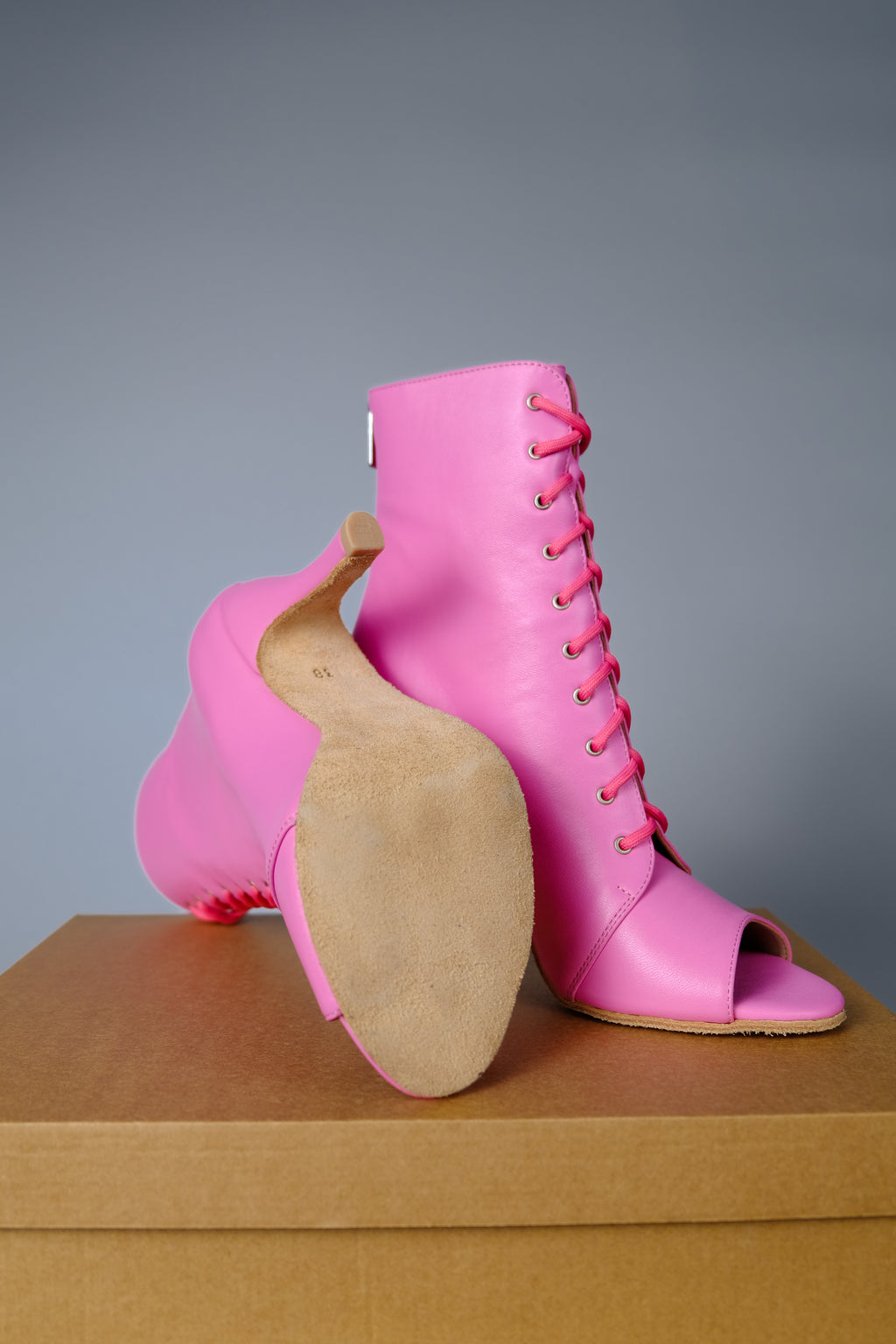 PIVOINE – Talons aiguilles à bout ouvert pour Heels Dance & Salsa | Cuir Premium Rose | 9,5 cm