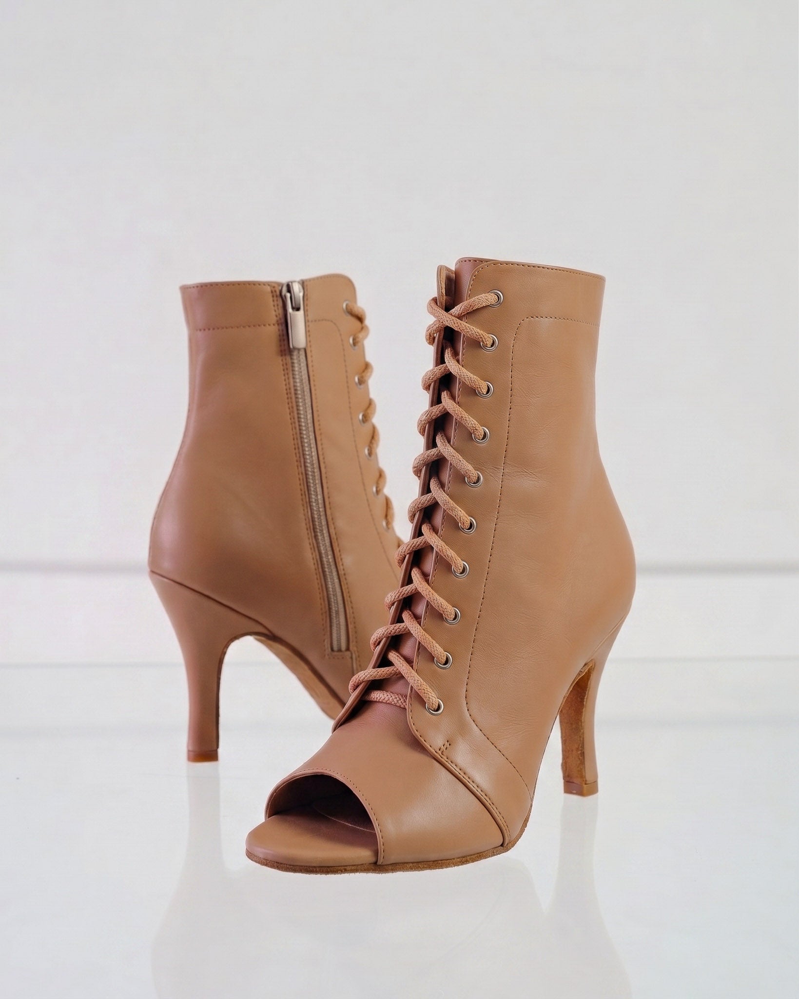 DUNE - Talons aiguilles à bout ouvert pour Heels Dance & Salsa | Cuir Premium Beige | 9,5 cm