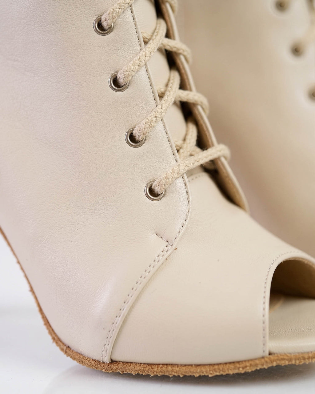 NUDE - Talons aiguilles à bout ouvert pour Heels Dance & Salsa | Cuir Premium Beige | 9,5 cm