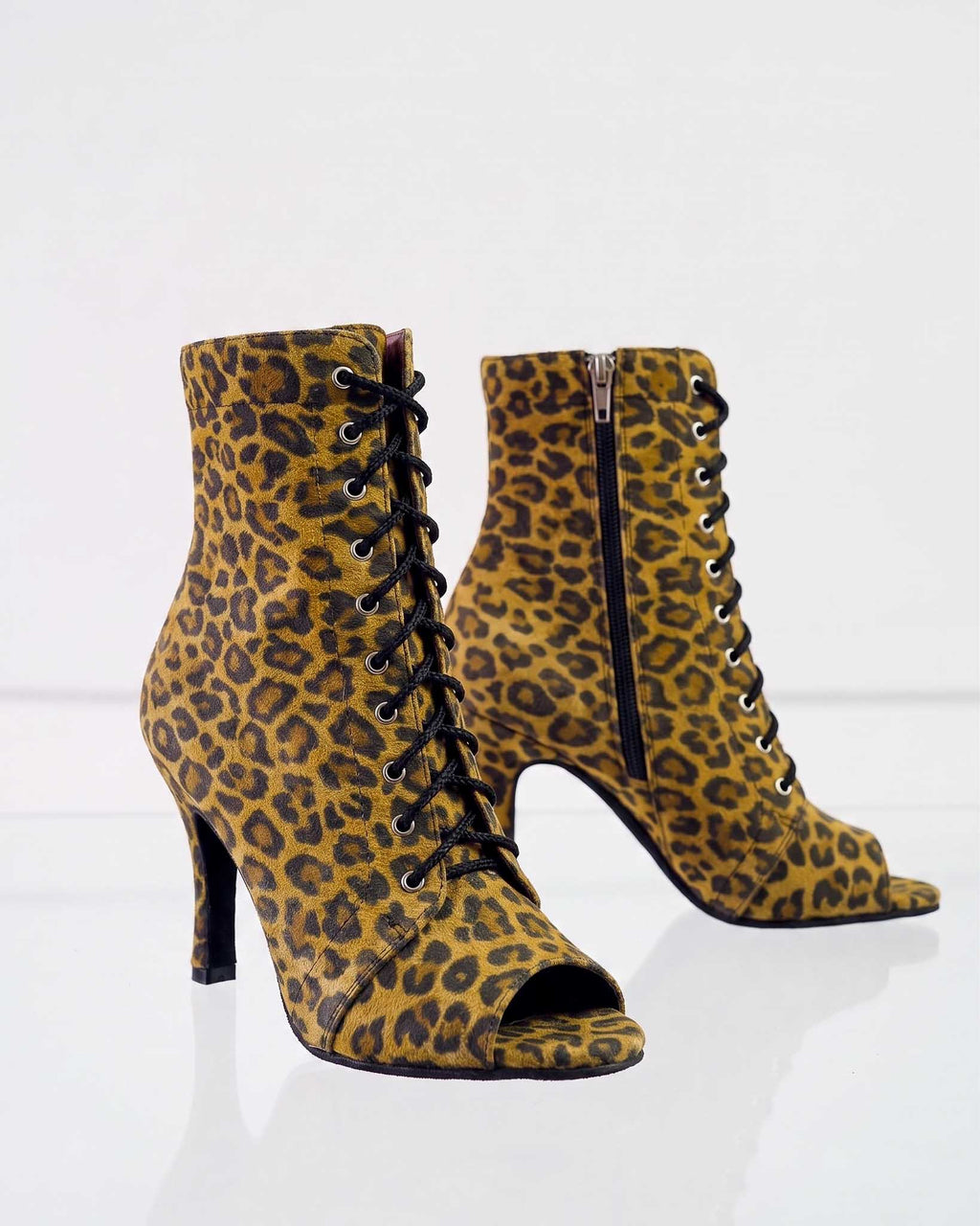 INDOMPTÉE – Talons aiguilles à bout ouvert pour Heels Dance & Salsa | Cuir Premium Imprimé Léopard | 9,5 cm