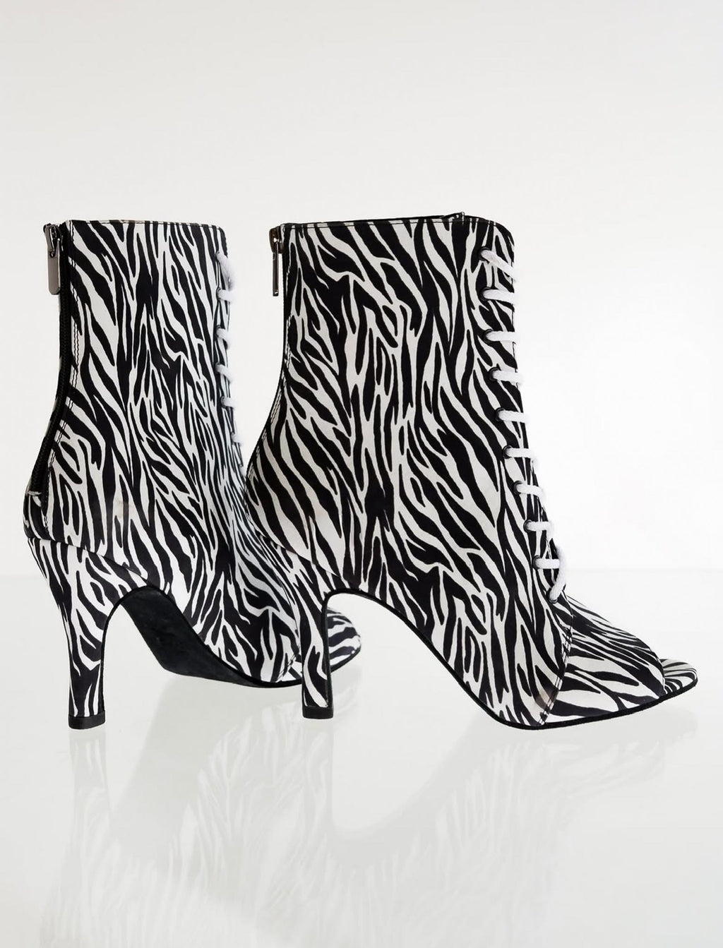 FÉROCE – Talons aiguilles à bout ouvert pour Heels Dance & Salsa | Cuir Premium Imprimé Zèbre | 9,5 cm
